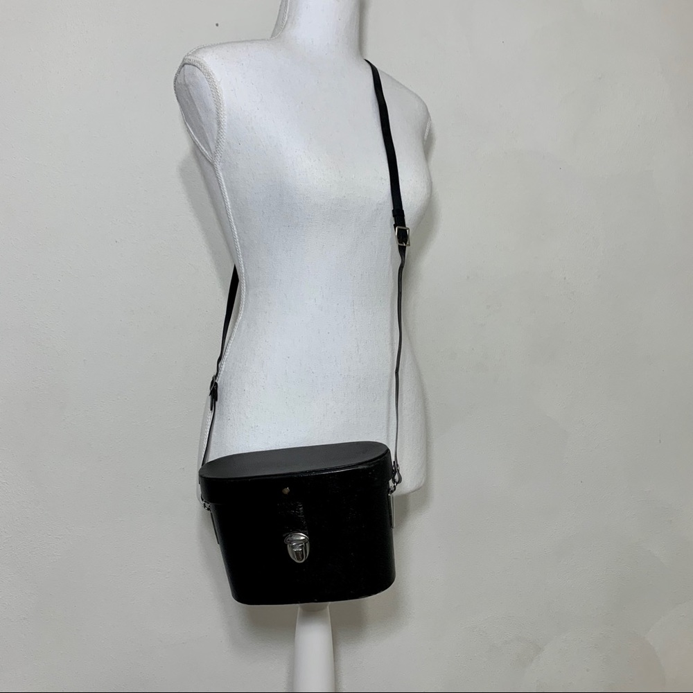 Vtg 70's Boho Chic Binocular Black Leather Case - Picture 4 of 14